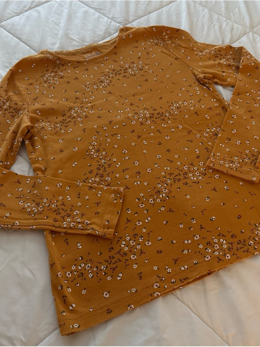 croft & barrow Mustard Floral Long-Sleeve Tee